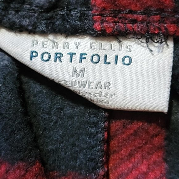 Perry Ellis Portfolio Red Plaid Flannel Sleep Pants Size Medium - Picture 7 of 8
